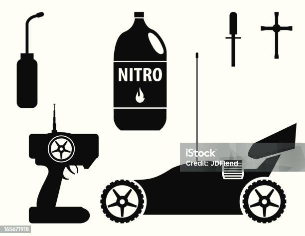 Rc Nitro Buggy With Accessories Stock Illustration - Download Image Now - Car, Nitrogen, In Silhouette