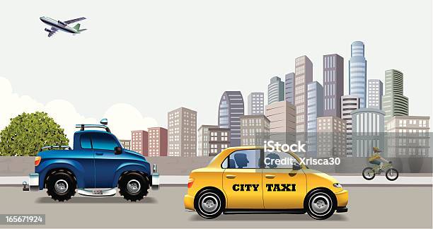 Городской Транспорт — стоковая векторная графика и другие изображения на тему Автомобиль - Автомобиль, Автострада, Архитектура