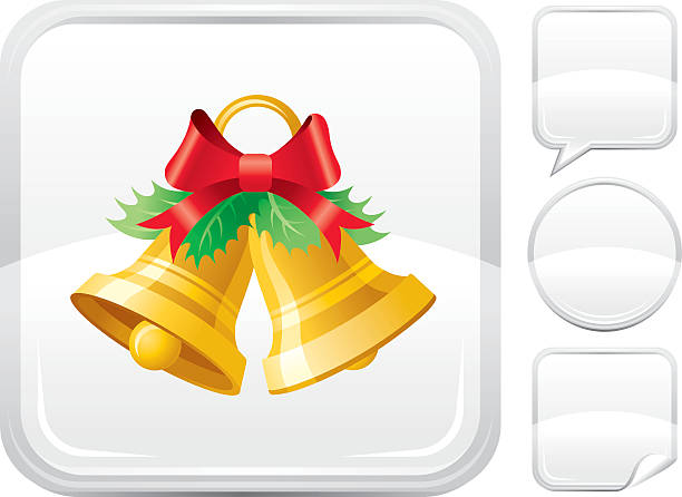 christmas bells symbol auf die schaltfläche silber - lampionpflanze stock-grafiken, -clipart, -cartoons und -symbole