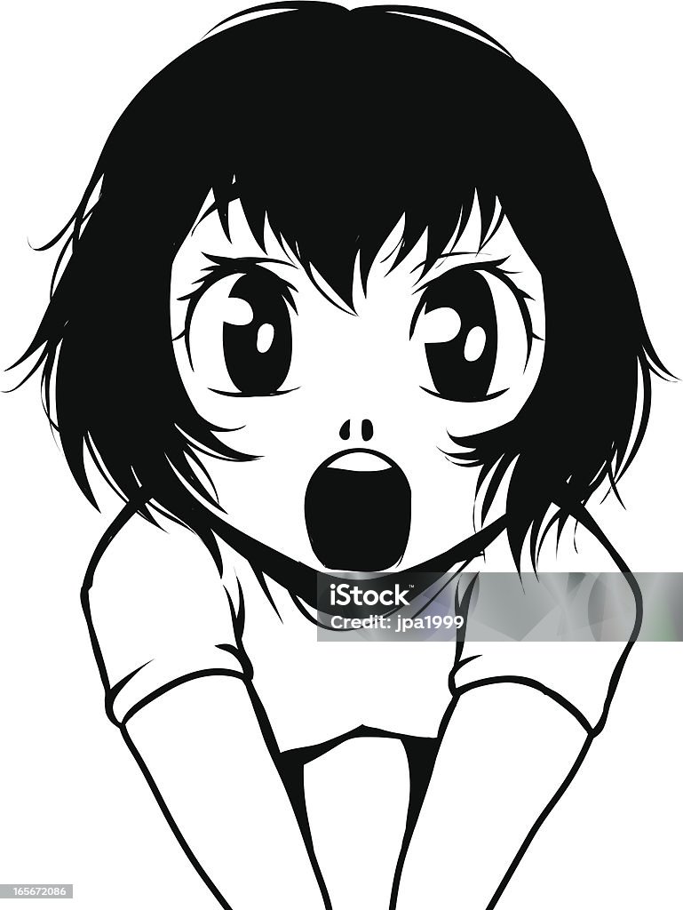 Anxious manga girl Anxious manga girl yelling at the camera. Manga Style stock vector