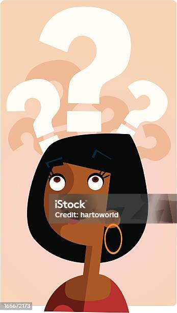 Thinking Woman Stock Illustration - Download Image Now - Question Mark, African Ethnicity, Women