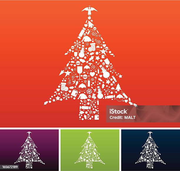 Weihnachtsbaum Hergestellt Aus Weihnachten Symbole Stock Vektor Art und mehr Bilder von Illustration