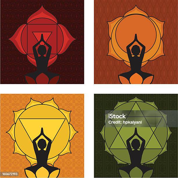 Chakras 14 - Arte vetorial de stock e mais imagens de Ioga - Ioga, Lua, Mulheres