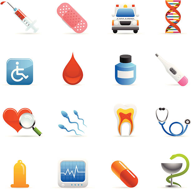 Color Web Icons - Medical 16 color icons representing different Medical symbols. snake anatomy stock illustrations