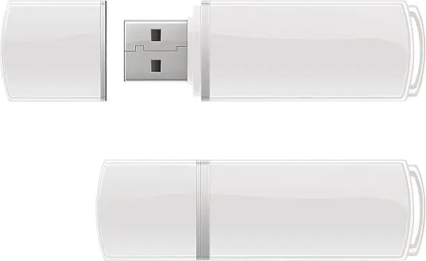 Vector illustration of White USB flash storage