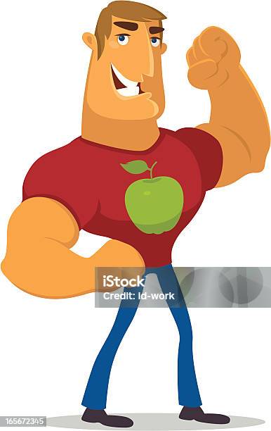 Musculaire Homme Sain Vecteurs libres de droits et plus d'images vectorielles de Body building - Body building, Cartoon, Humour