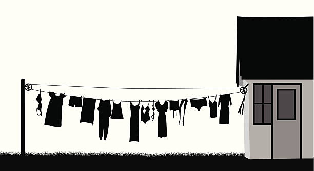 clothingline - bra lingerie clothesline underwear stock illustrations