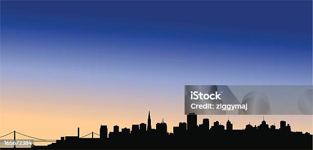San Franciscoskyline In Der Abenddämmerung Stock Vektor Art und mehr Bilder von San Francisco - San Francisco, Stadtsilhouette, Bildhintergrund