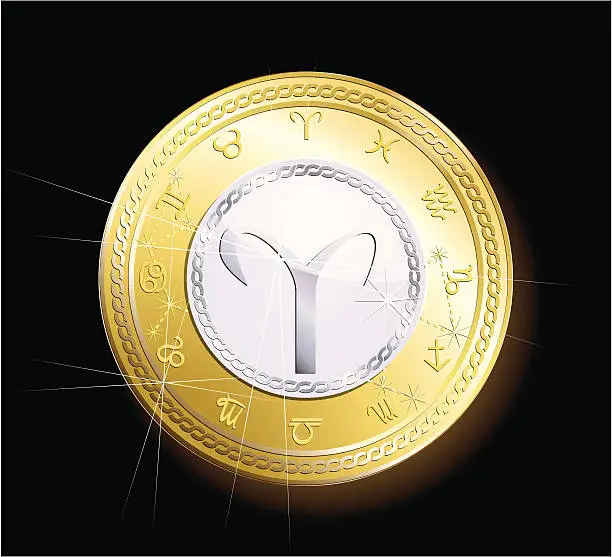 Vector illustration of Coin zodiac-Aries
