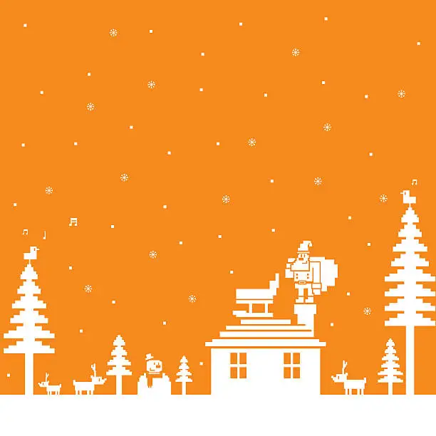 Vector illustration of Vector Pixel Art Of Merry Christmas