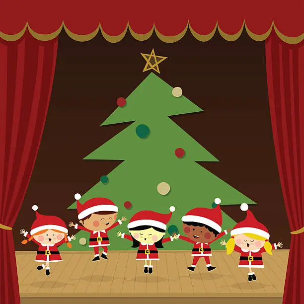 Vector illustration of Kids in a christmas party