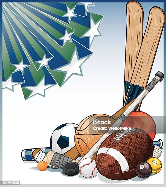 Sports Equipment Stock Illustration - Download Image Now - Multiple Image, Sport, Sports Ball