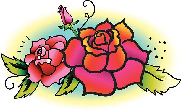 Vector illustration of Vintage Tattoo - roses