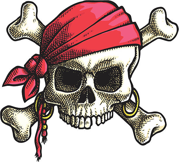 thumbnail image 2 of Skulls & Crossbones Pirate Bandana – Red/White/Gold/Black – 100% Cotton 2 of 4