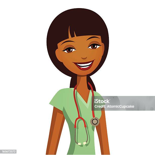 笑顔のスクラブの看護師 - マンガのベクターアート素材や画像を多数ご用意 - マンガ, 看護師, 1人