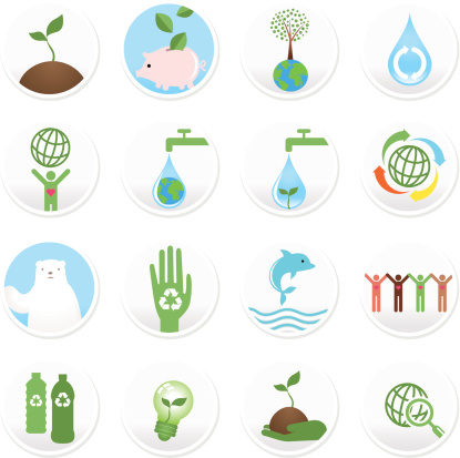 Beautiful vector icon set – Green, Environmental Conservation, Sustainability. 