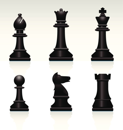 Set of vector Chess pieces in black.