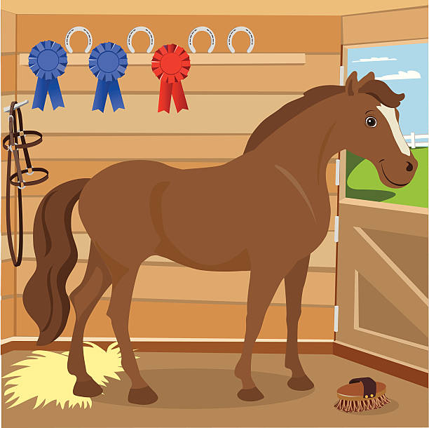 Horse in a Stable vector art illustration