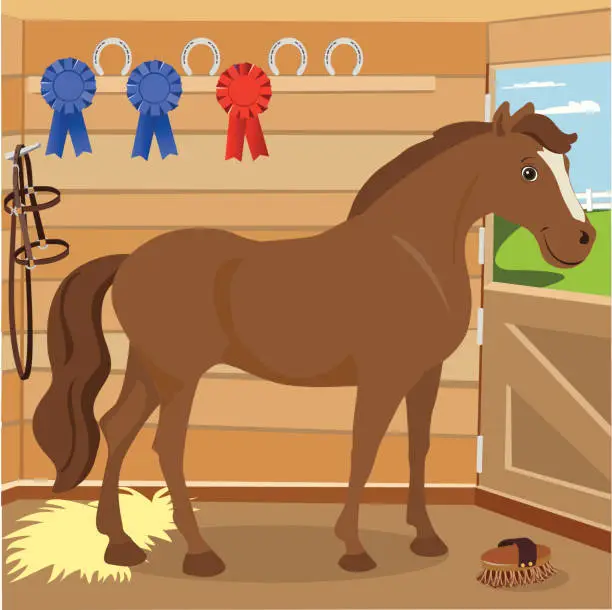 Vector illustration of Horse in a Stable