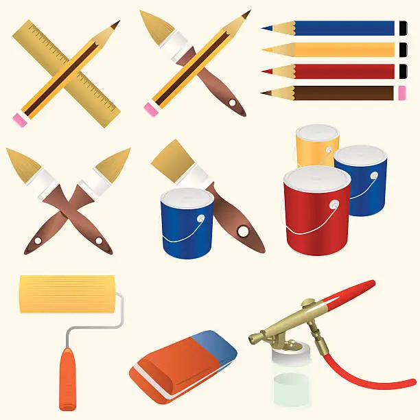 Vector illustration of Drawing instruments