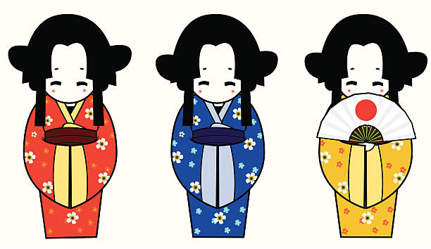 ilustraciones, imágenes clip art, dibujos animados e iconos de stock de princesses japonés - princesa de anime