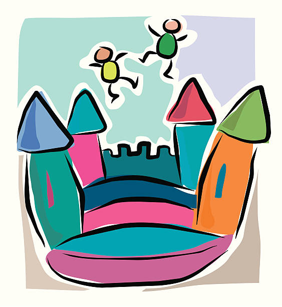 sketchy バウンシーキャッスル - inflatable castle play playground点のイラスト素材／クリップアート素材／マンガ素材／アイコン素材