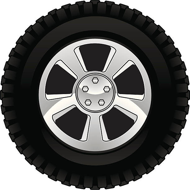 ilustraciones, imágenes clip art, dibujos animados e iconos de stock de neumático de carretera - hubcap chrome wheel car