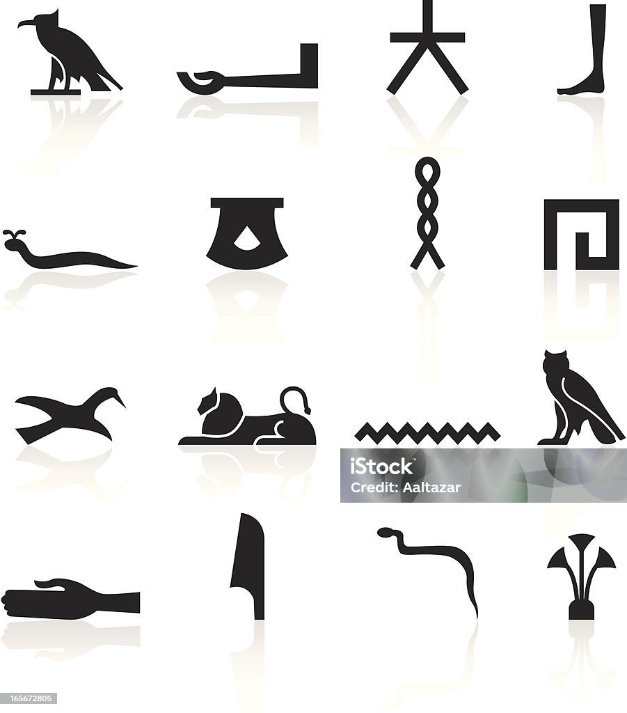 Jeroglífico símbolos, negro - arte vectorial de Jeroglífico libre de derechos