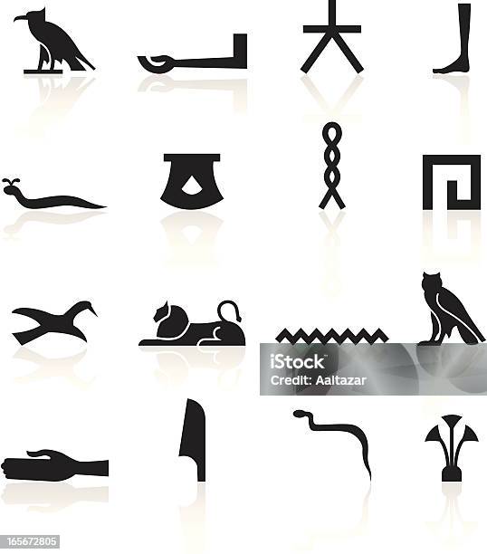 Ilustración de Jeroglífico Símbolos Negro y más Vectores Libres de Derechos de Jeroglífico - Jeroglífico, Búho, Cultura egipcia