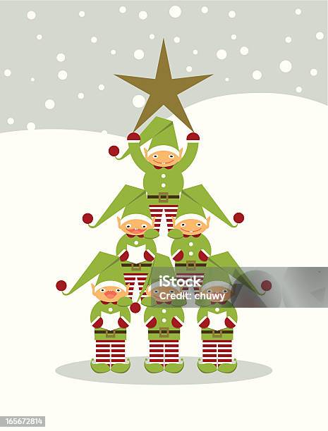 Ilustración de Elvesárbol De Navidad y más Vectores Libres de Derechos de Elfo - Elfo, Navidad, Humor