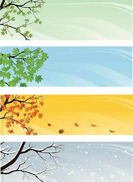 Vector illustration of Four Season Banners