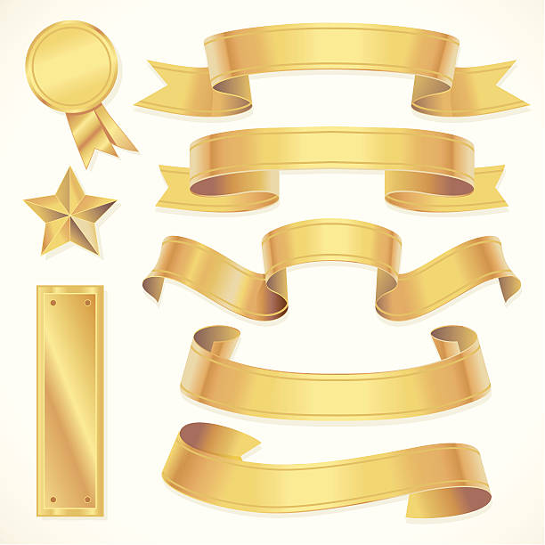 ilustrações, clipart, desenhos animados e ícones de curta golden decorações - silk pattern in a row shiny