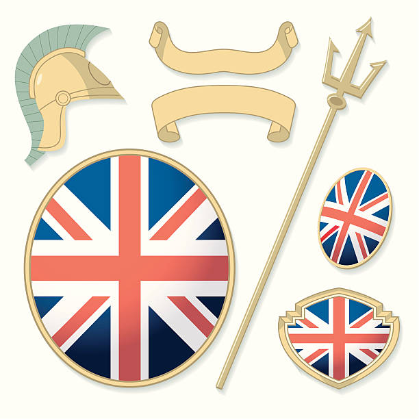 ilustraciones, imágenes clip art, dibujos animados e iconos de stock de britannic elementos - trident britannia spear british culture