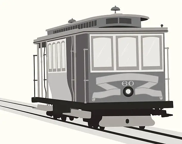 Vector illustration of Street Train Vector Silhouette