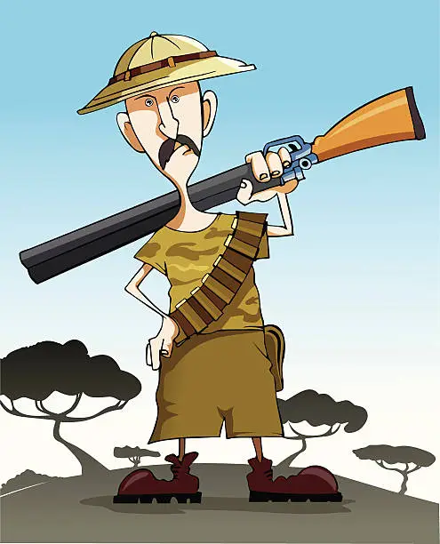 Vector illustration of Safari hunter