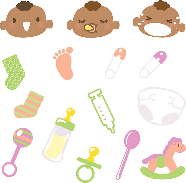 Icon Set - Cute Babies Emoticons and Baby Goods Cute style vector icons - Cute Babies Emoticons and Baby Goods. crying baby cartoon stock illustrations