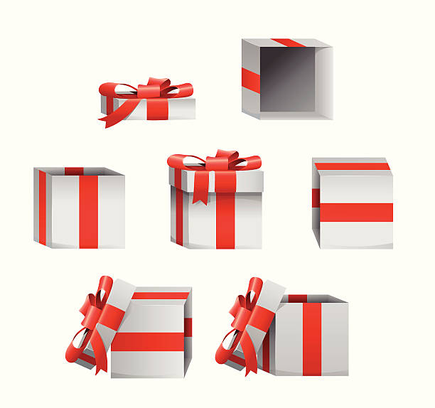 Set Of Christmas Gift Box Present Icons vector art illustration