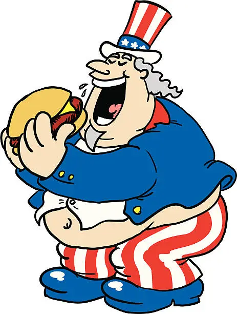 Vector illustration of fat uncle sam