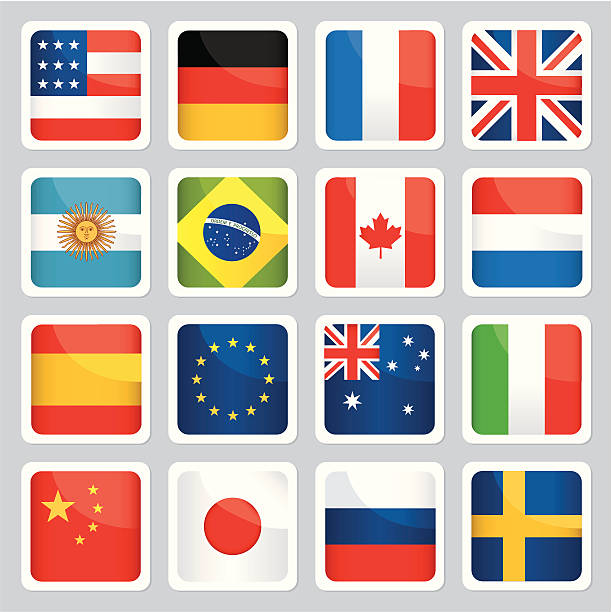 image of different flags from around the world - usa netherlands stock illustrations