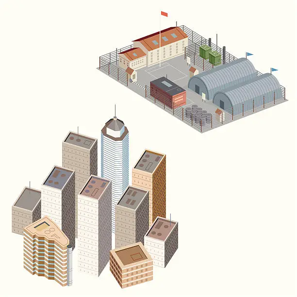 Vector illustration of City and Military Base