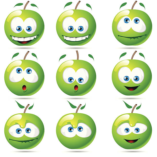 ilustrações de stock, clip art, desenhos animados e ícones de maçãs azedo - apple granny smith apple green vector