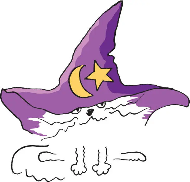 Vector illustration of Cat in a Halloween hat