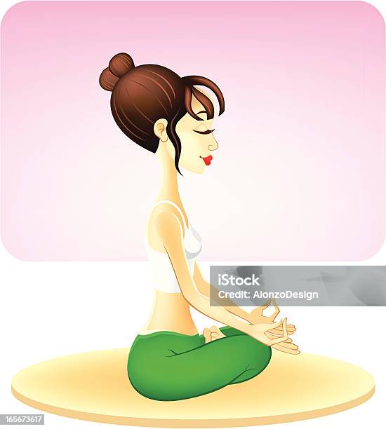 Ilustración de Posición Del Lotoperfil y más Vectores Libres de Derechos de Posición del Loto - Posición del Loto, Retrato, Yoga