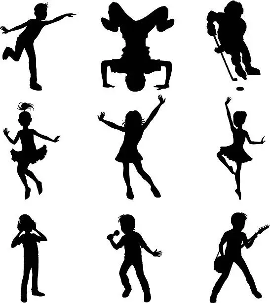 Vector illustration of Children showing talents