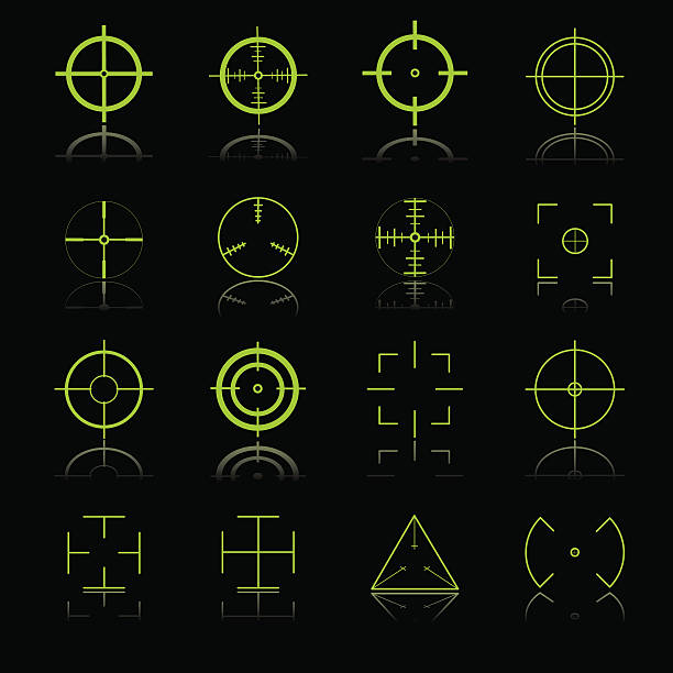 Green Crosshair Various crosshair of some guns. ak 47 bullets stock illustrations