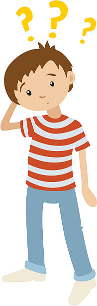 Puzzled boy A boy puzzled by something. striped shirt stock illustrations
