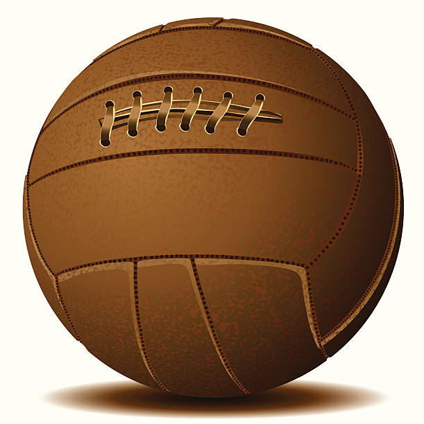 piłka nożna-historia - soccer ball old leather soccer stock illustrations