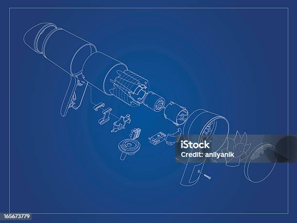 План Здания Фен Exploded View — стоковая векторная графика и другие изображения на тему Взрывающийся - Взрывающийся, План, Инженерия