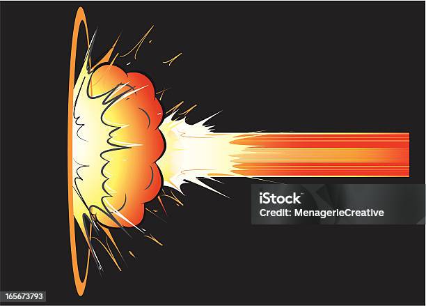 Explosão De Lado - Arte vetorial de stock e mais imagens de Bola de fogo - Bola de fogo, Explodir, Impacto