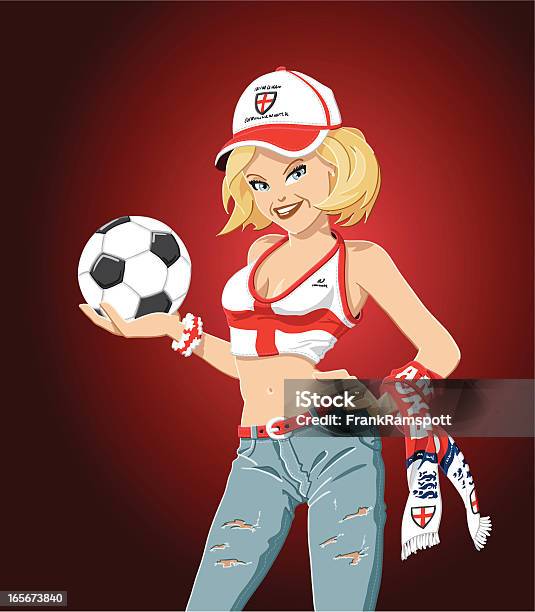 Menina De Futebol De Inglaterra - Arte vetorial de stock e mais imagens de Bola de Futebol - Bola de Futebol, Futebol, Inglaterra